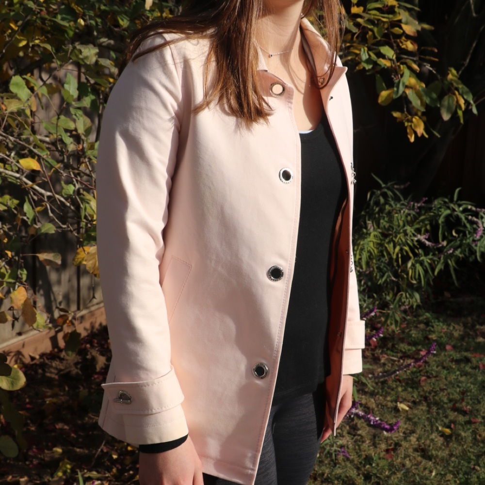 Burberry Pale Pink Peacoat with Silver Hardware